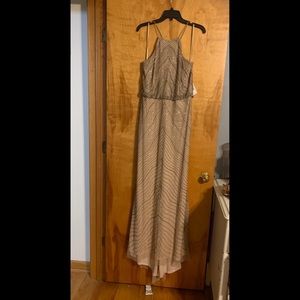 Adrianna Papell wavy Art Deco beaded blouson gown